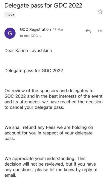 Россиян решили не допускать на главную конференцию разработчиков игр GDC 2022 — билеты аннулированы